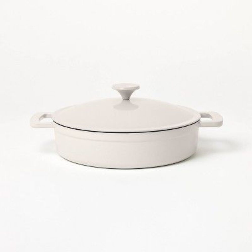 Figmint - 3.5qt Enamel Braiser Light Gray - Figmint Light Gray
